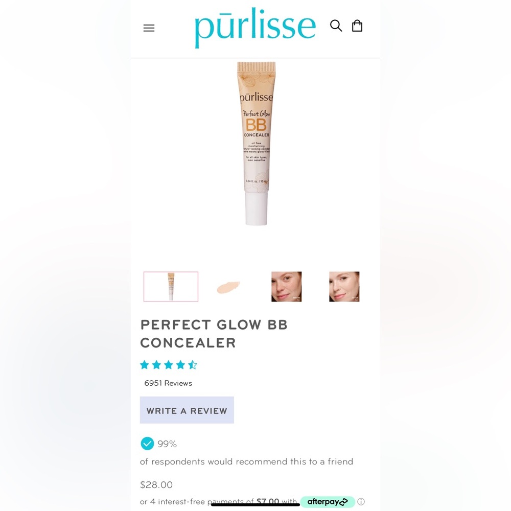 New 2 Pack Purlisse Perfect Glow BB Concealer Color Shade Tan Full Size Sealed